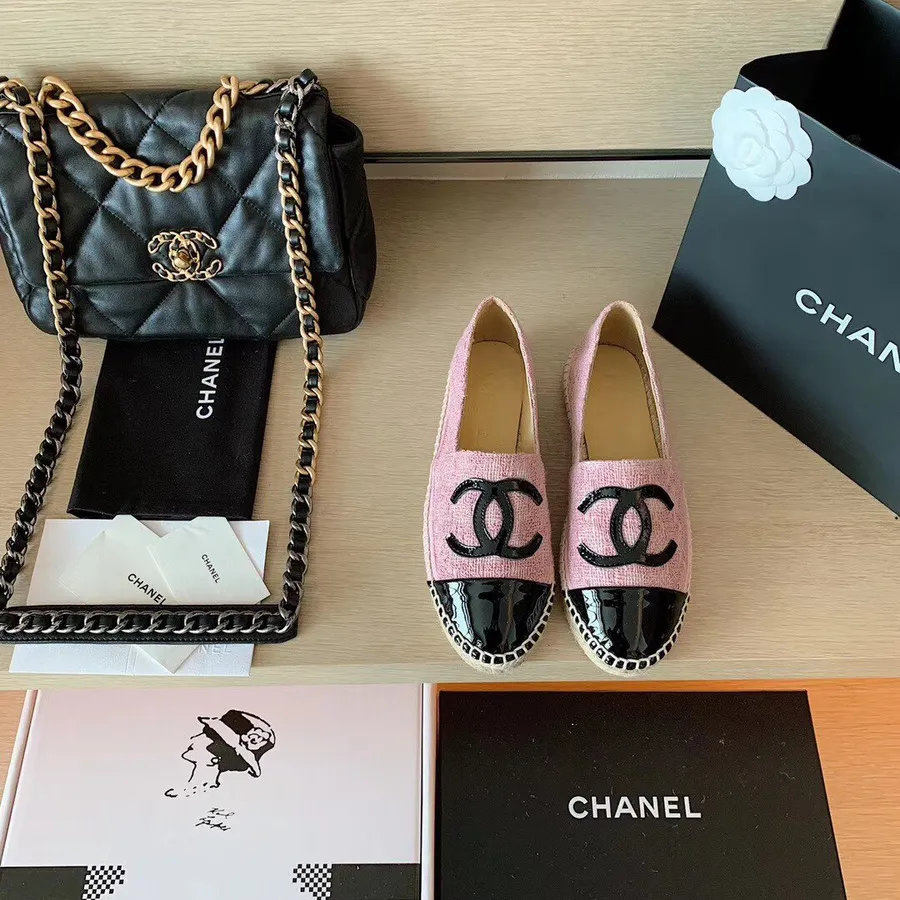 Chanel Tvídové Espadrilky Jehněčí Kůže Kolekce Jaro/léto 2020, Růžová/černá