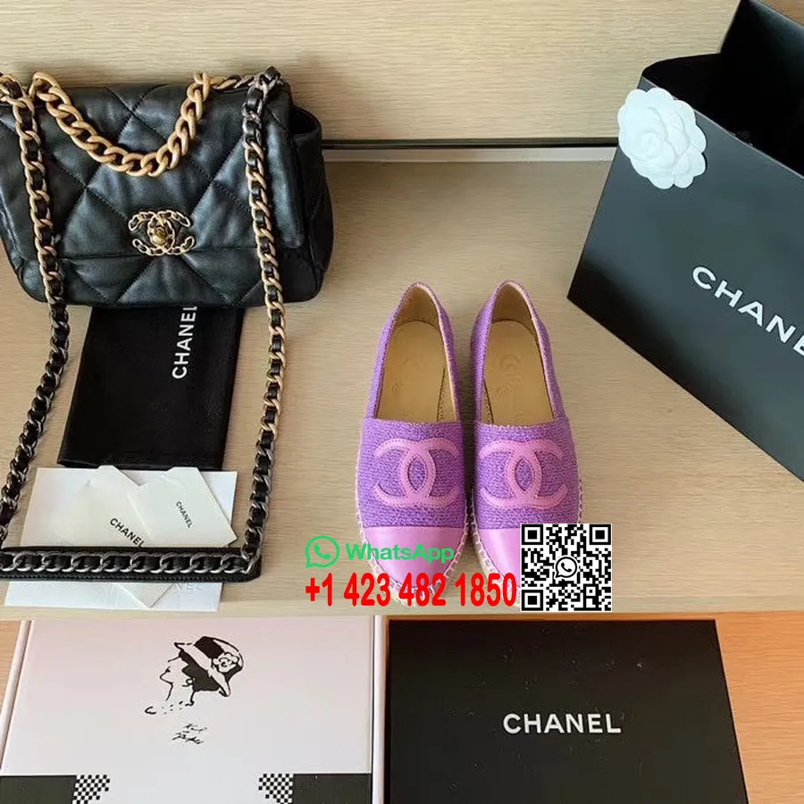 Chanel Tvídové Espadrilky Jehněčí Kůže Kolekce Jaro/léto 2020, Fialová