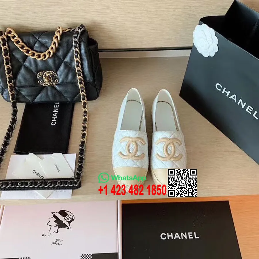 Chanel Gesteppte Espadrilles Aus Lammleder, Frühjahr/sommer-kollektion 2020, Weiß/beige