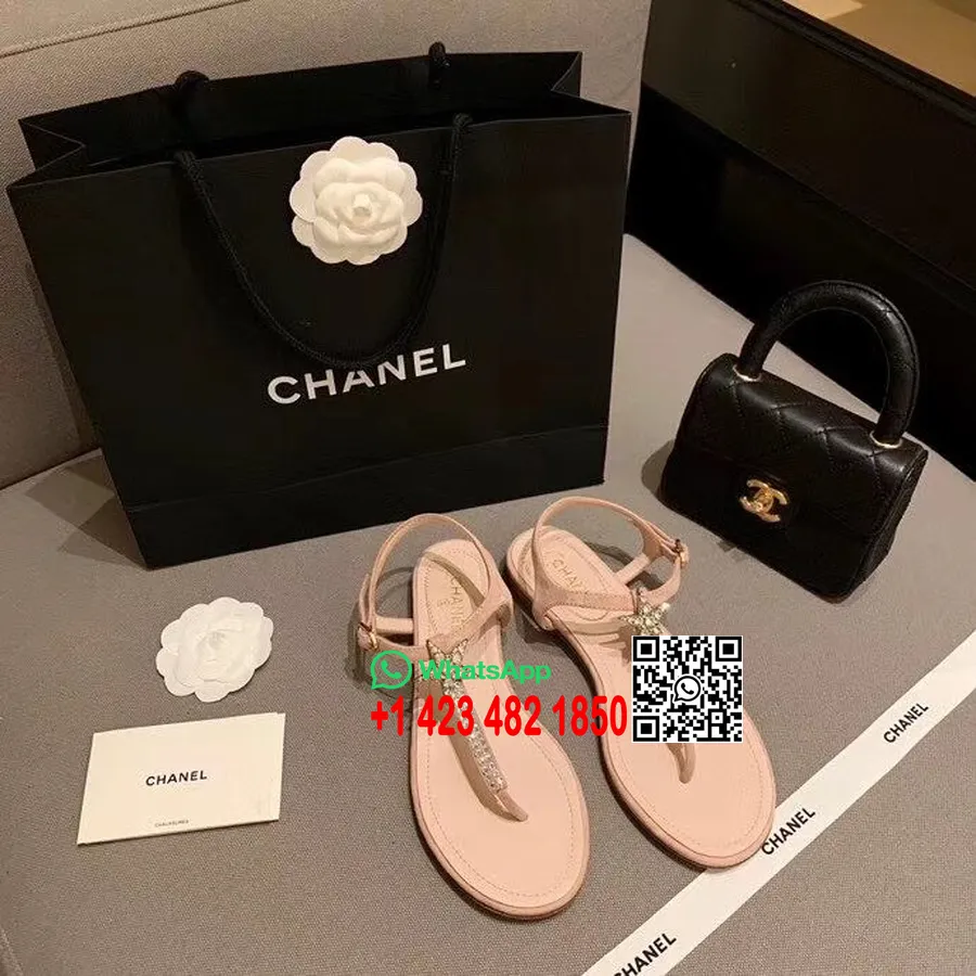 Chanel Jeweled Star String Sandaler Kalveskind Forår/sommer 2020 Act 2 Kollektion, Lys Pink