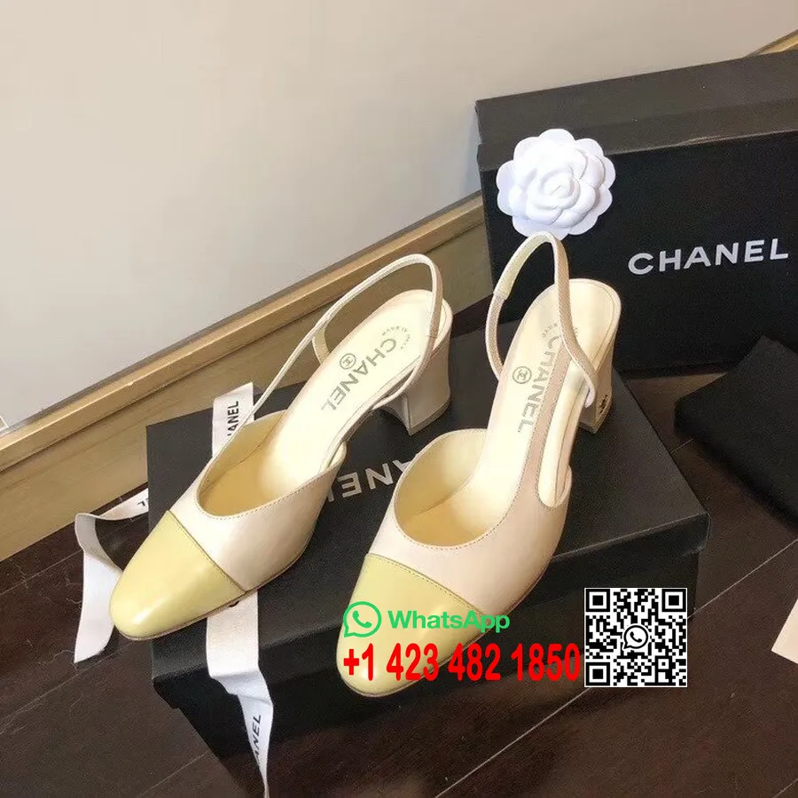 Chanel Tweed Slingback-Pumps Kalbsleder Frühjahr/Sommer 2020-Kollektion, Beige/Creme