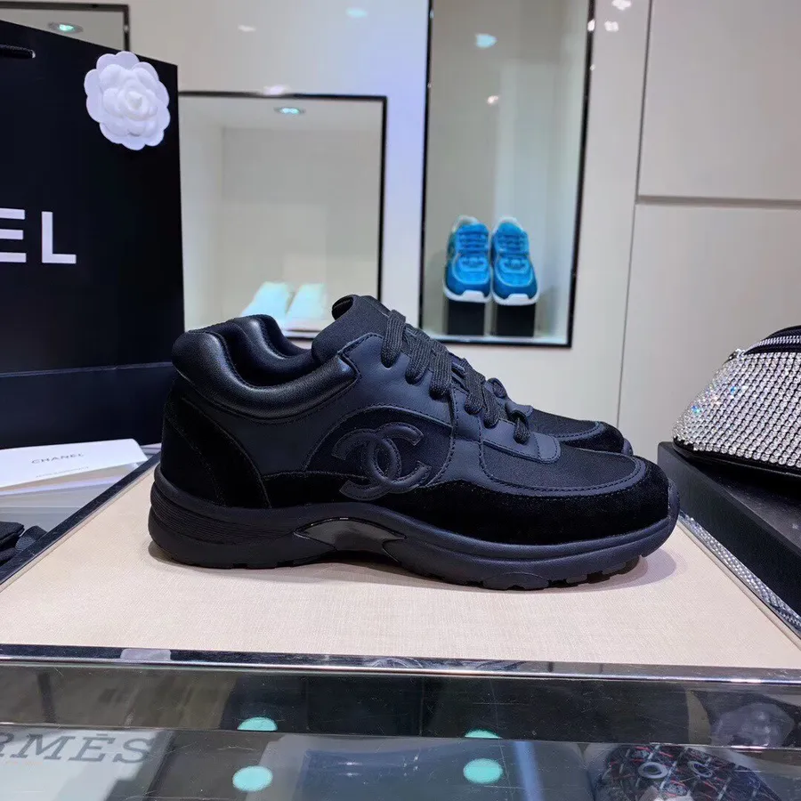 Tênis Chanel Nylon Trainer Pele De Cordeiro E Couro Camurça Coleção Primavera / Verão 2020, Preto