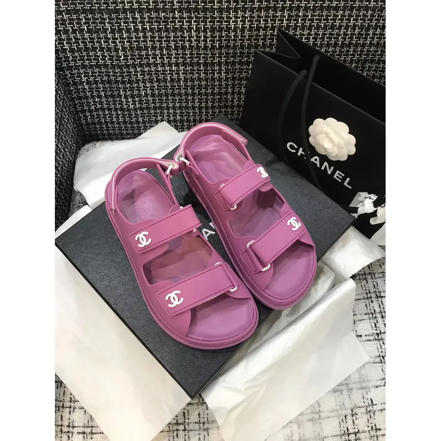 Chanel Pvc-klittenbandsandalen Lente/zomer 2020 Act 1 Collectie, Paars