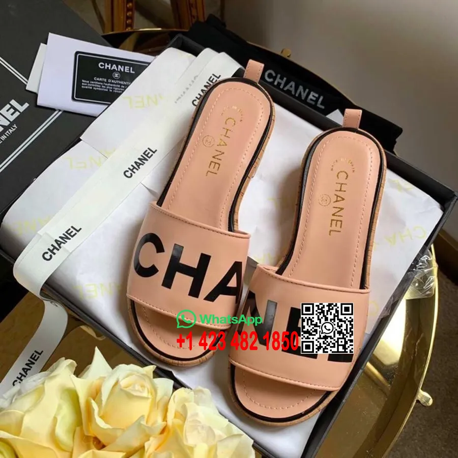 Chanel Mulesandaler G34876 Lammeskinn Vår/sommer 2019 Kolleksjon, Fersken