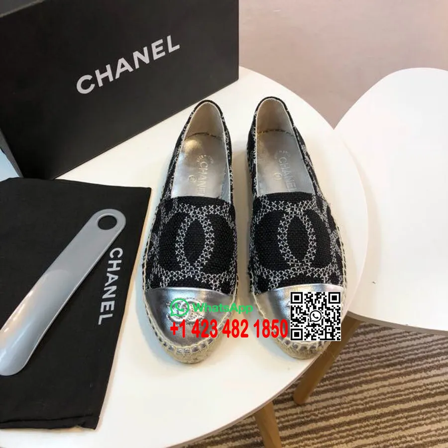 Chanel Espadrile Od Tvida I Janjeće Kože Kolekcija Proljeće/ljeto 2017. Akt 2 Crna/srebrna