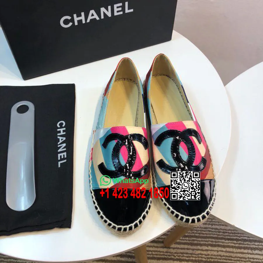 Chanel Cuba Kocka Print Espadrilles Cruise 2017 Kollekció Fekete/multi