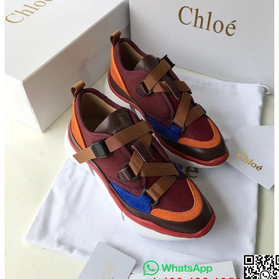 Chloe Sonnie Strap Runner Lav Topp Sneakers Kalveskinn Høst/vinter 2018 Kolleksjon, Burgunder