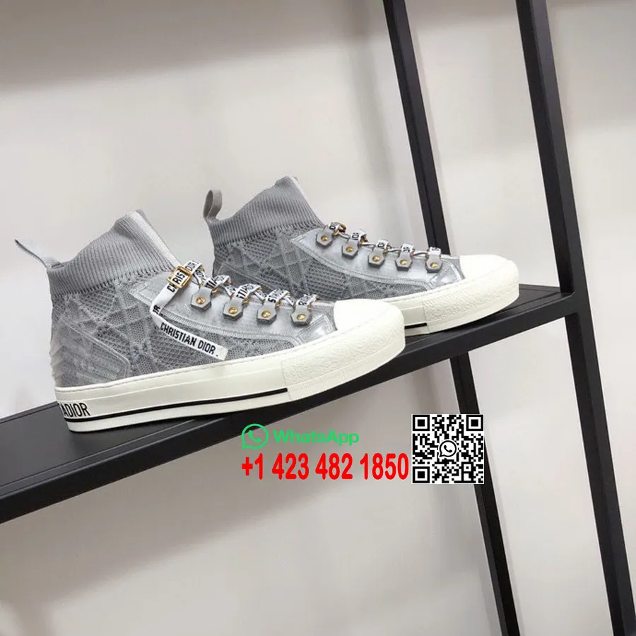 Christian Dior Walk'n'Dior High-Top-Sneaker Cannage Aus Technischem Mesh-Canvas, Herbst/Winter-Kollektion 2021, Grau