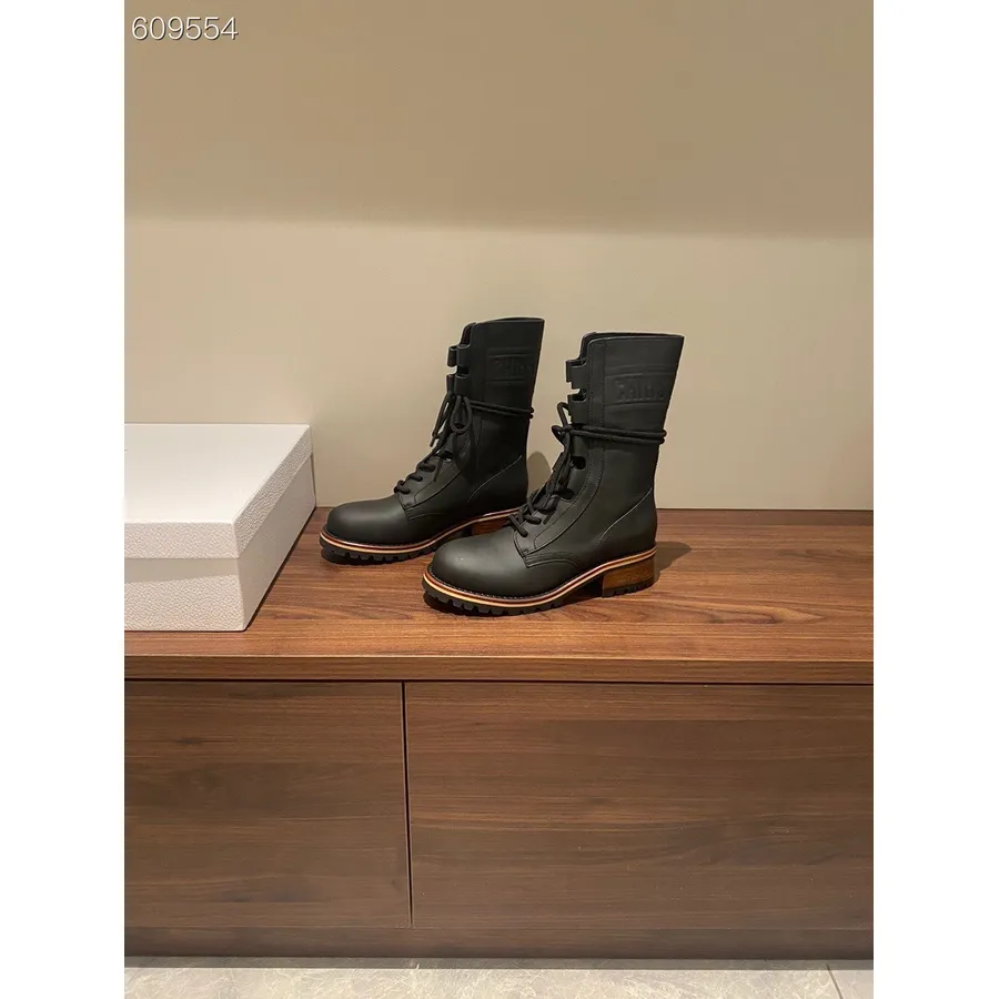 Christian Dior D-major Botins Com Cadarço Em Couro De Bezerro Coleção Outono/inverno 2021, Preto