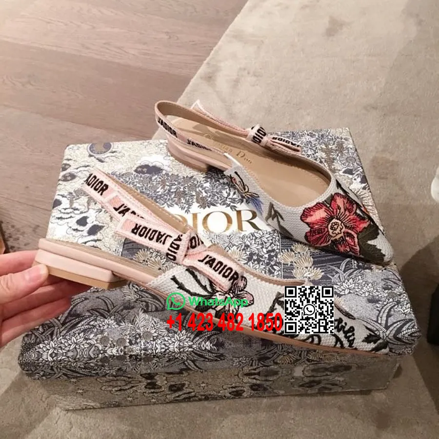 Christian Dior Sweet-d Platte Slingback Flats Met Verborgen Bloemen Collectie Lente/zomer 2020, Beige/multi