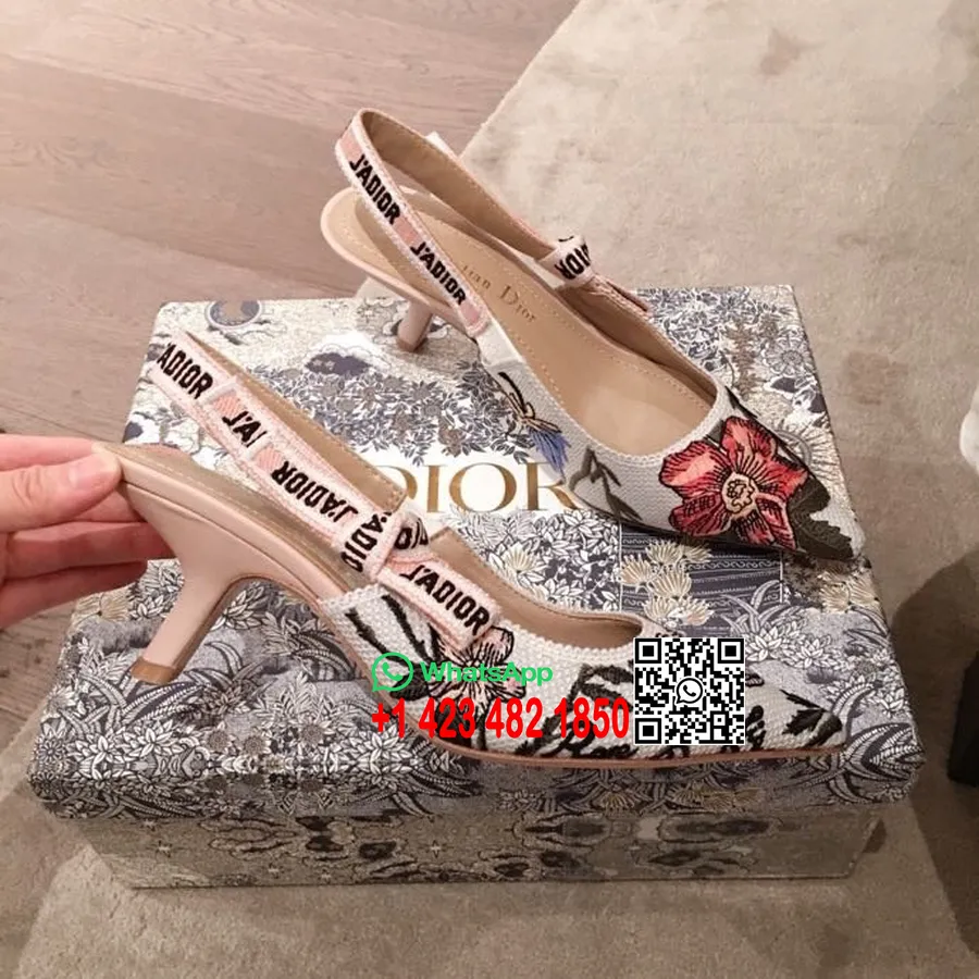 Christian Dior Sweet-d Platte Slingback Pumps Met Bloemencollectie Lente/zomer 2020, Beige/multi