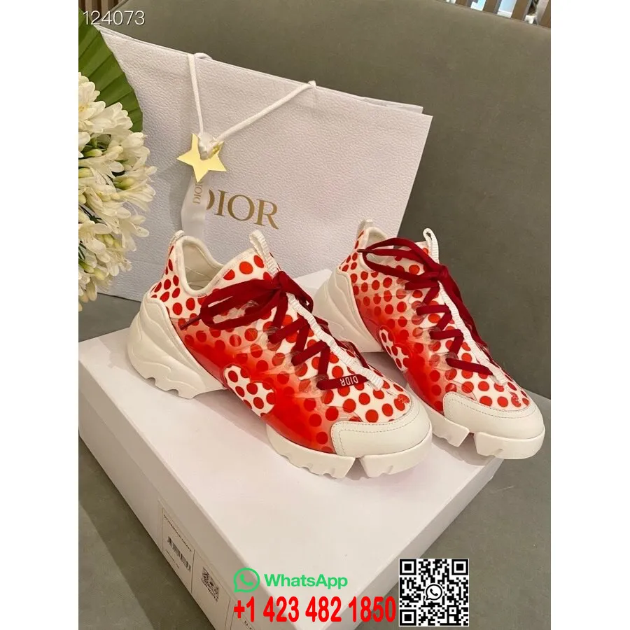 Christian Dior Dioramour D-connect Neoprén Tornacipő Borjúbőr 2020-as őszi/téli Kollekció, Piros/fehér