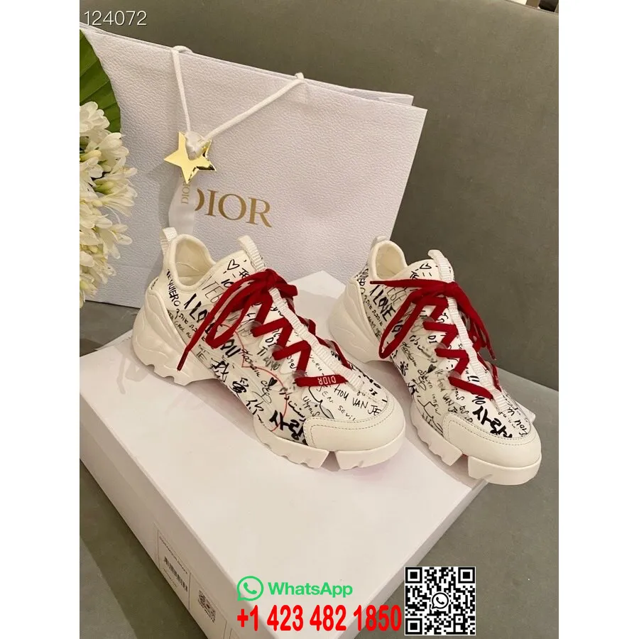 Christian Dior Dioramour D-connect Neoprén Tornacipő Borjúbőr 2020-as őszi/téli Kollekció, Piros/fehér