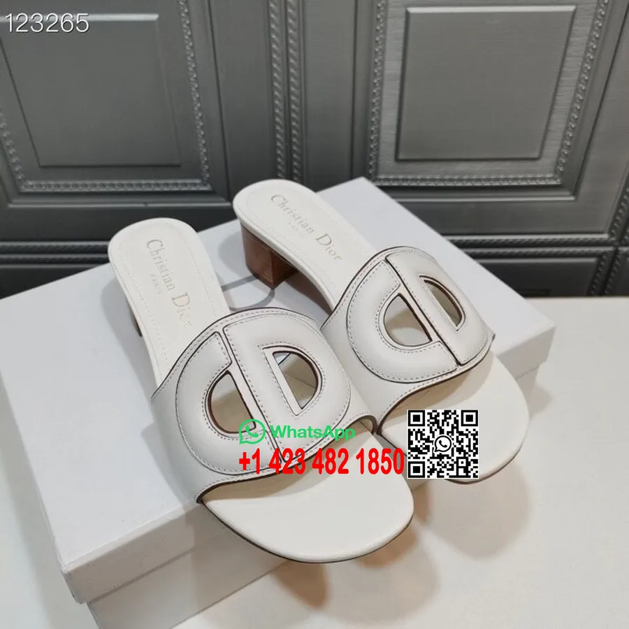 Christian Dior Cd Logo Mules Piele De Vitel Colectia Primavara/vara 2020, Alb