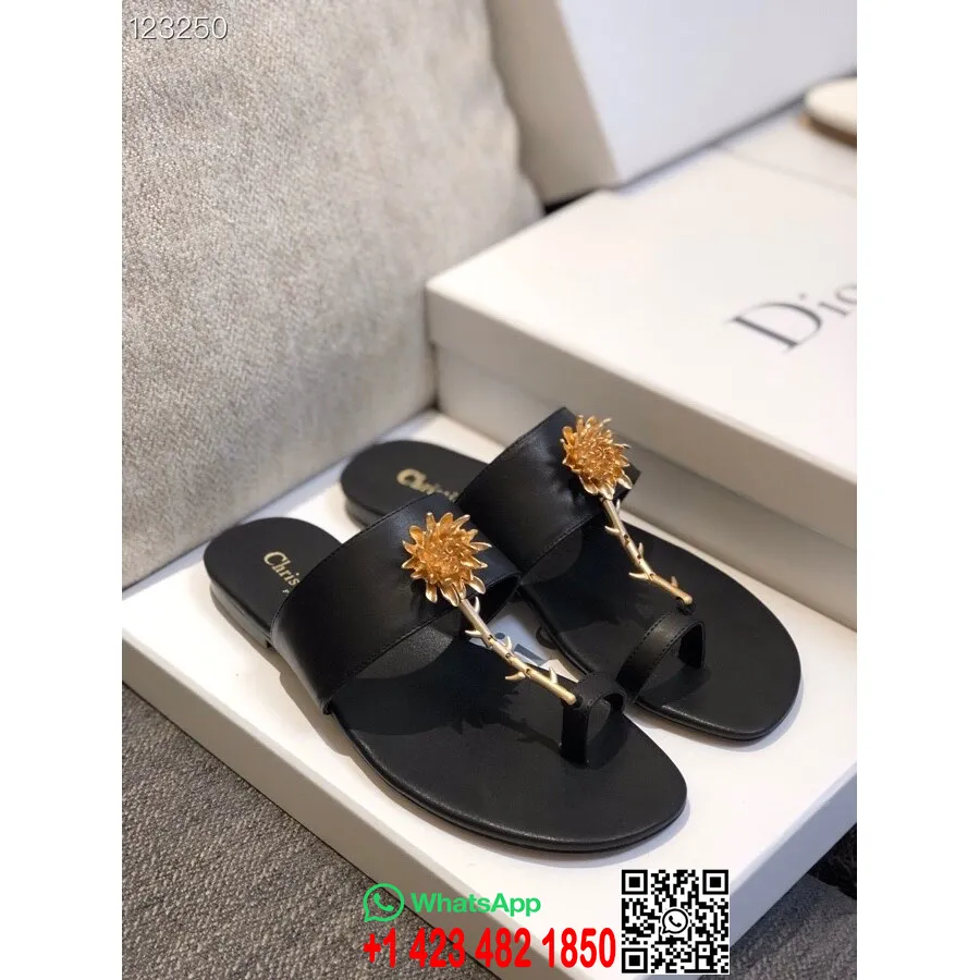 Christian Dior Jardin Thong Sandal телешка кожа колекция пролет/лято 2020, черен