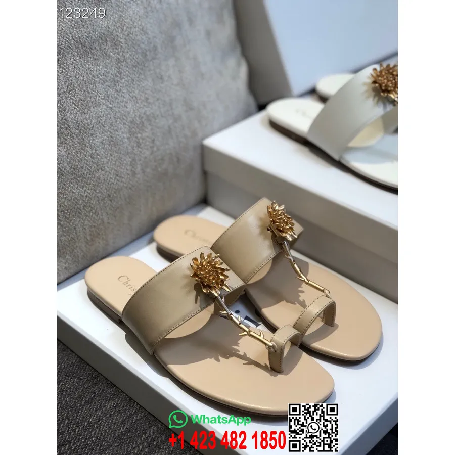 Christian Dior Jardin Thong Sandal телешка кожа колекция пролет/лято 2020, бежов