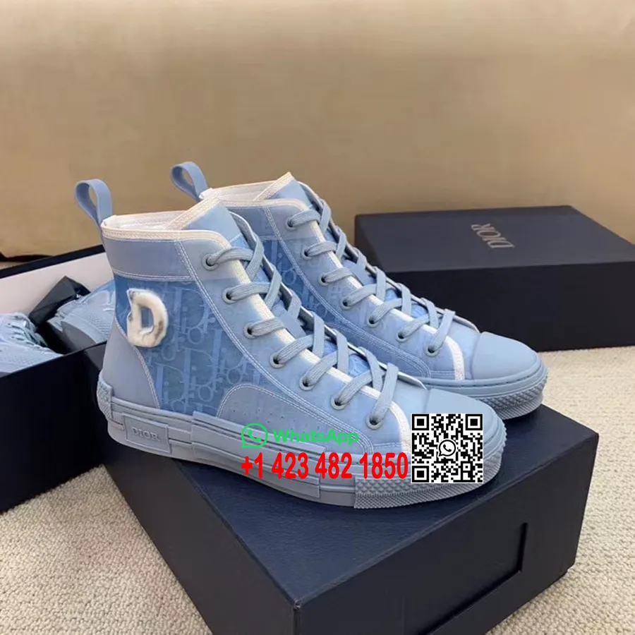 Christian Dior X Daniel Arsham B23 Hi-top סניקרס אלכסוני קנבס עור עגל אביב/קיץ 2020 קולקציית כחול בהיר