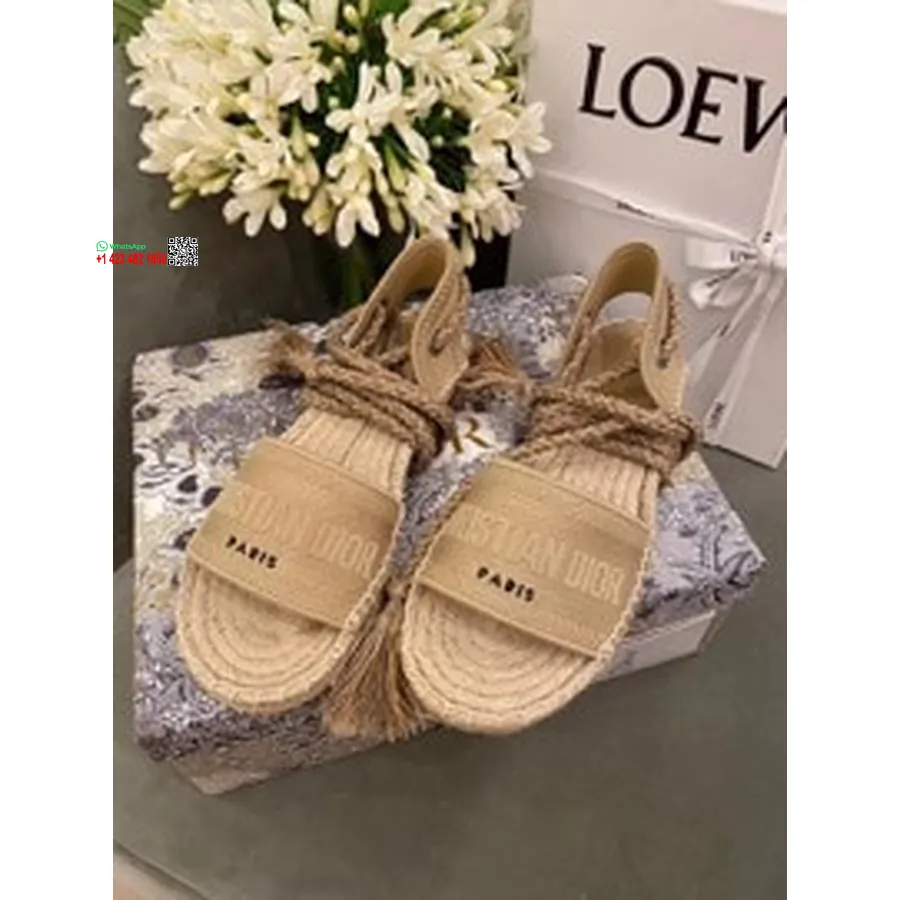 Christian Dior Oblique Espadrille Riemchensandalen Aus Kalbsleder, Frühjahr/Sommer-Kollektion 2020, Beige