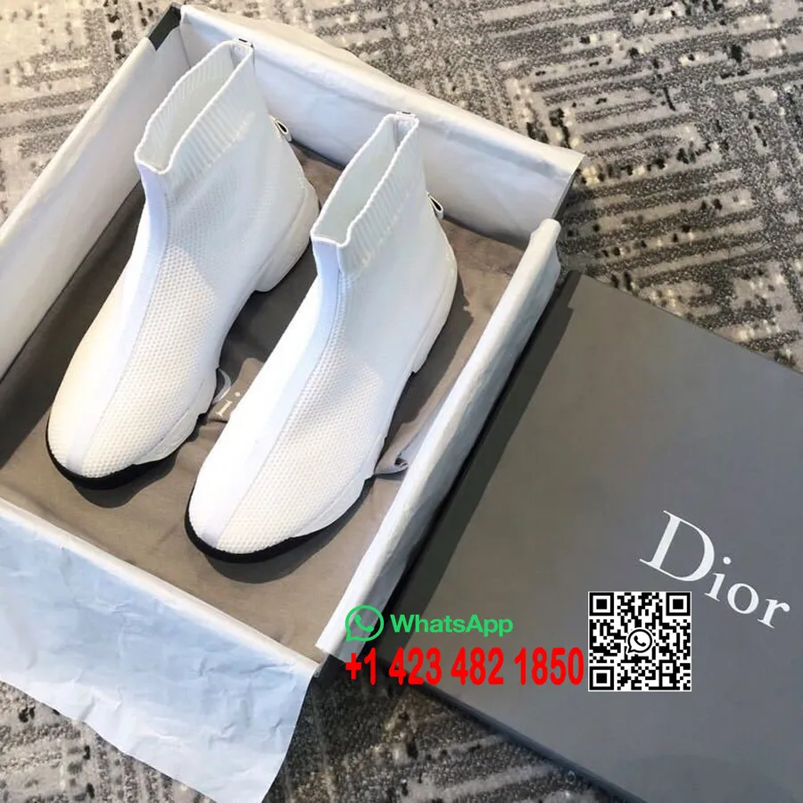 Christian Dior Fusion Technikai Vászon Magas Szárú Tornacipő 2019 Tavaszi/nyári Kollekció, Fehér