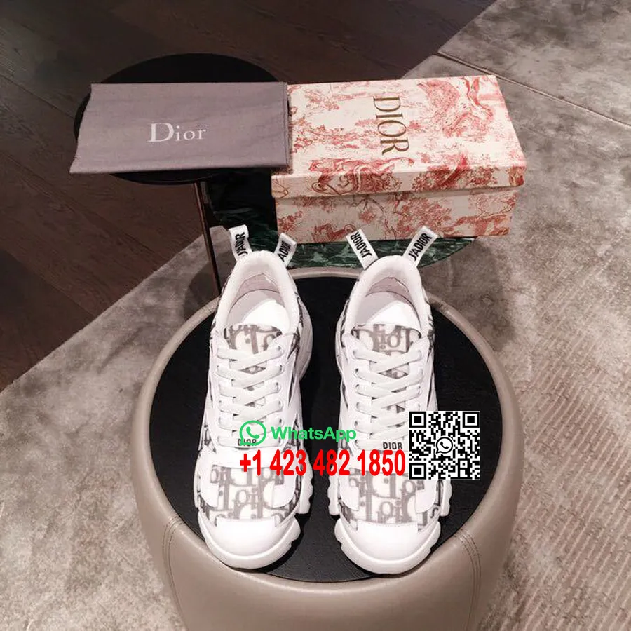 Christian Dior D-connect Oblique Neopreen Sneakers Kalfsleer Collectie Lente/zomer 2019, Zwart/wit