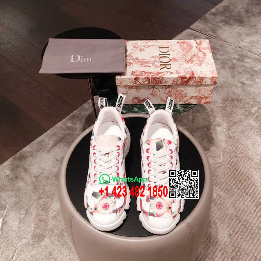 Christian Dior D-connect Caleidiorscopische Neopreen Sneakers Kalfsleer Collectie Lente/zomer 2019, Rood/wit