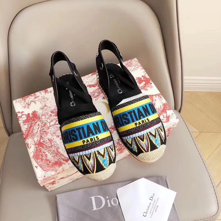 Christian Dior Nicely-D Lace Up Sandálias Alpercatas Couro De Bezerro Coleção Primavera/Verão 2019, Preto/Teal