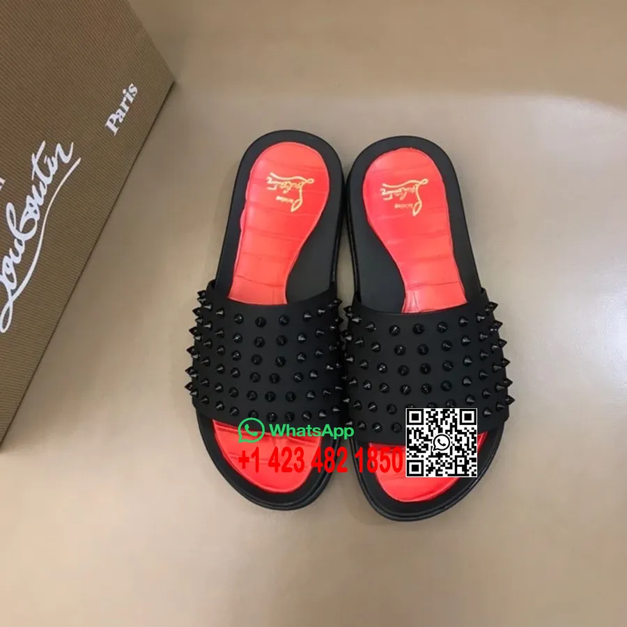 Christian Louboutin Studded Spike Herr Sandaler Vår/sommar 2022 Kollektion, Svart