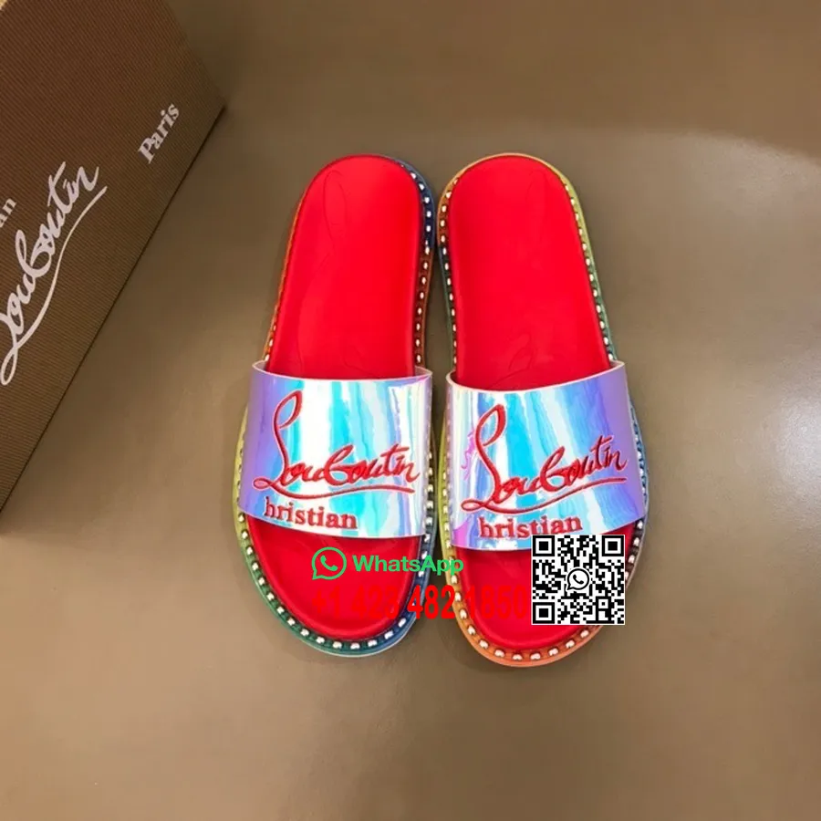 Christian Louboutin Çivili Spike Erkek Sandalet İlkbahar/yaz 2022 Koleksiyonu, Lacivert