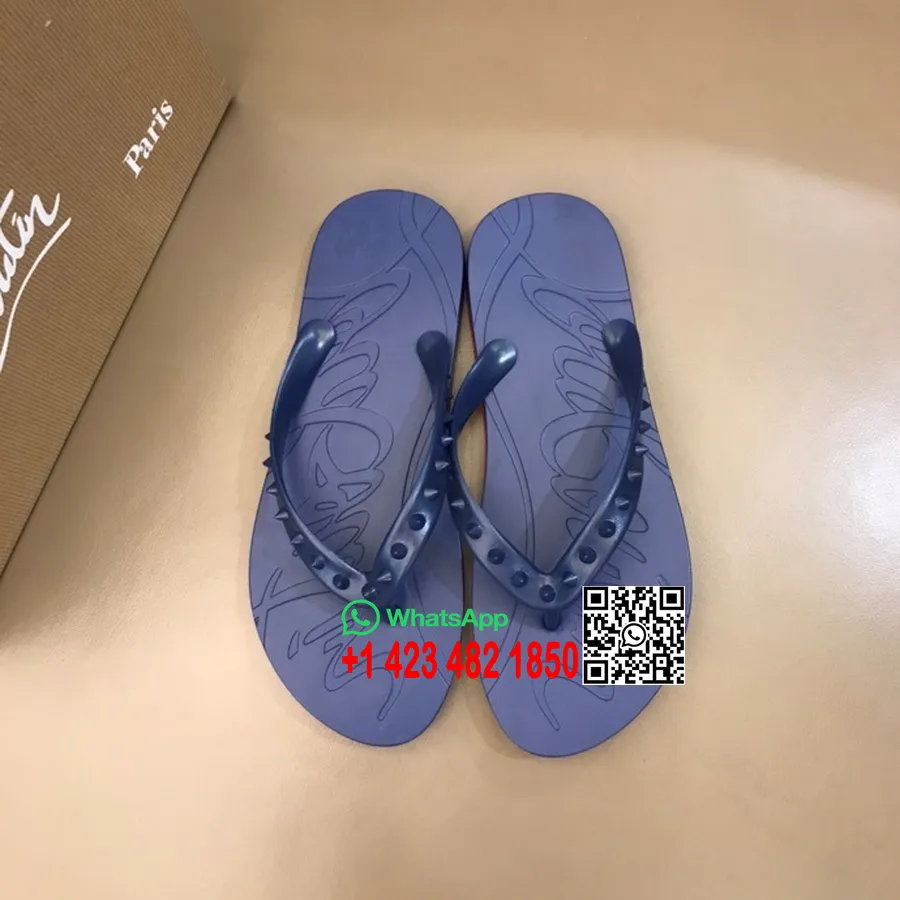 Sandal Pria Christian Louboutin Spike Koleksi Musim Semi/musim Panas 2022, Biru Laut