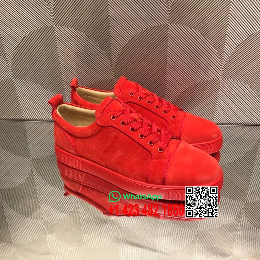 Christian Louboutin Lou Tênis Masculino De Cano Baixo Camurça/couro De Bezerro Coleção Outono/inverno 2021, Vermelho