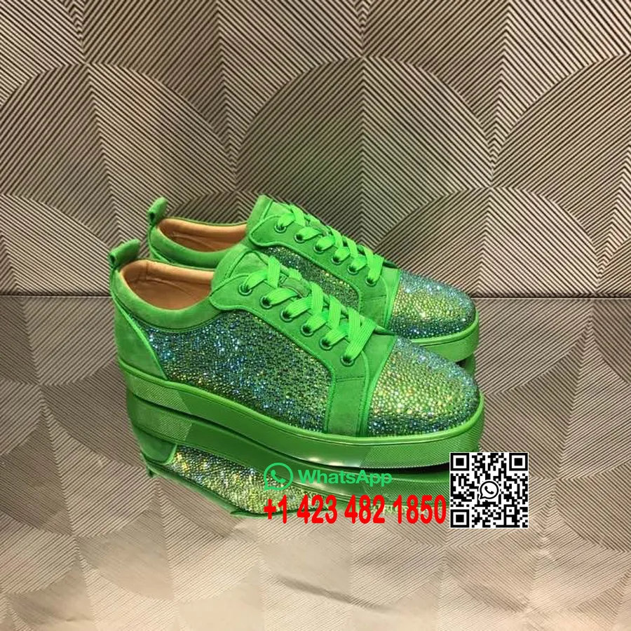 Christian Louboutin Strass Lou Lage Heren Sneakers Kalfsleer Herfst/winter 2021 Collectie, Groen