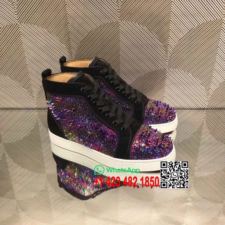 Christian Louboutin Pik Pik Orlato High-top Herre Sneakers Kalveskind Efterår/vinter 2021 Kollektion, Sort/metallic Lilla