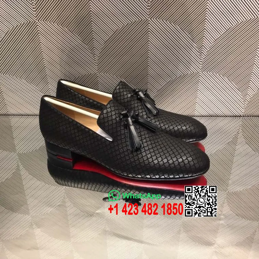 Christian Louboutin Dusk Python Skinn Leiligheter Herre Oxfords Kalveskinn Høst/vinter 2021 Kolleksjon, Svart