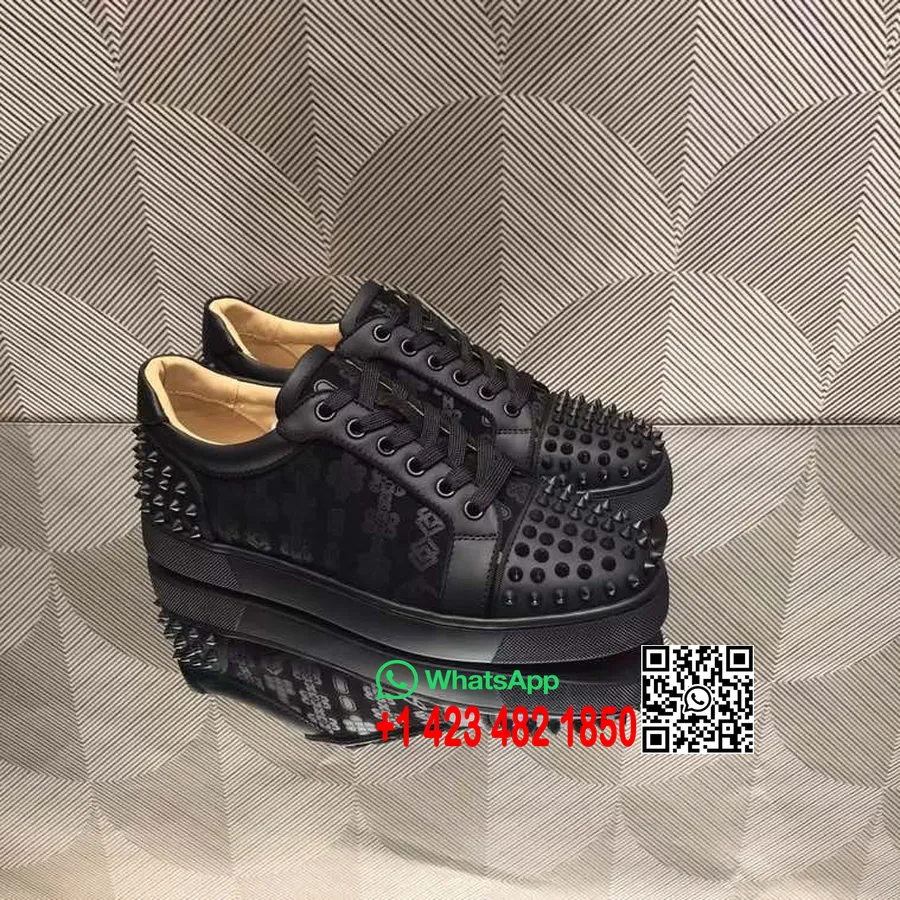 Christian Louboutin Lou Spike Low-top Heren Sneakers Kalfsleer Herfst/winter 2021 Collectie, Zwart