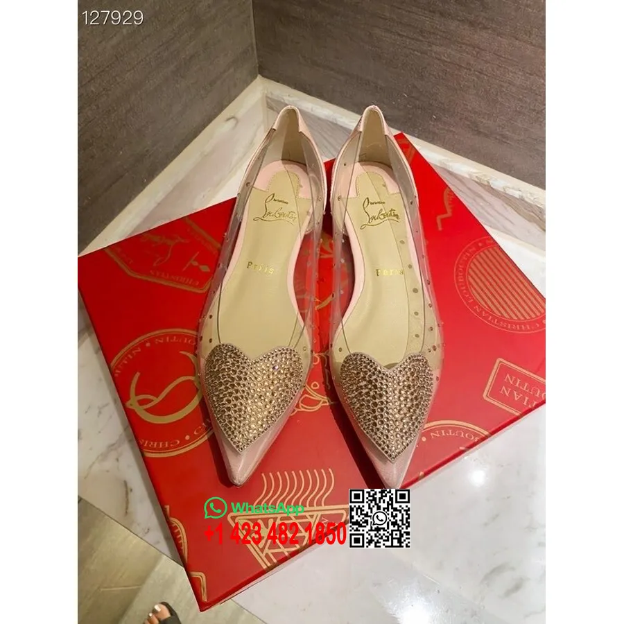 Christian Louboutin Valentine Flat Pvc/kulit Anak Sapi Koleksi Musim Gugur/dingin 2020, Merah Muda Muda