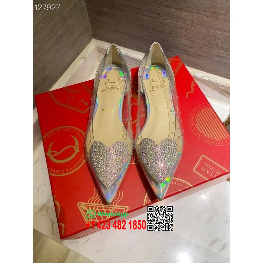 Christian Louboutin Valentine Flat Pvc/kulit Anak Sapi Koleksi Musim Gugur/dingin 2020, Perak