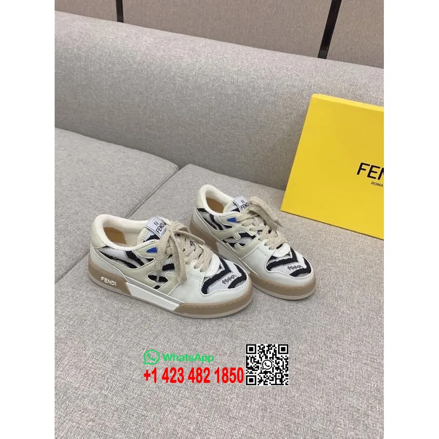 Fendi Match Mens Sneaker Calfskin Leather Spring/Summer 2022 Collection, Nude