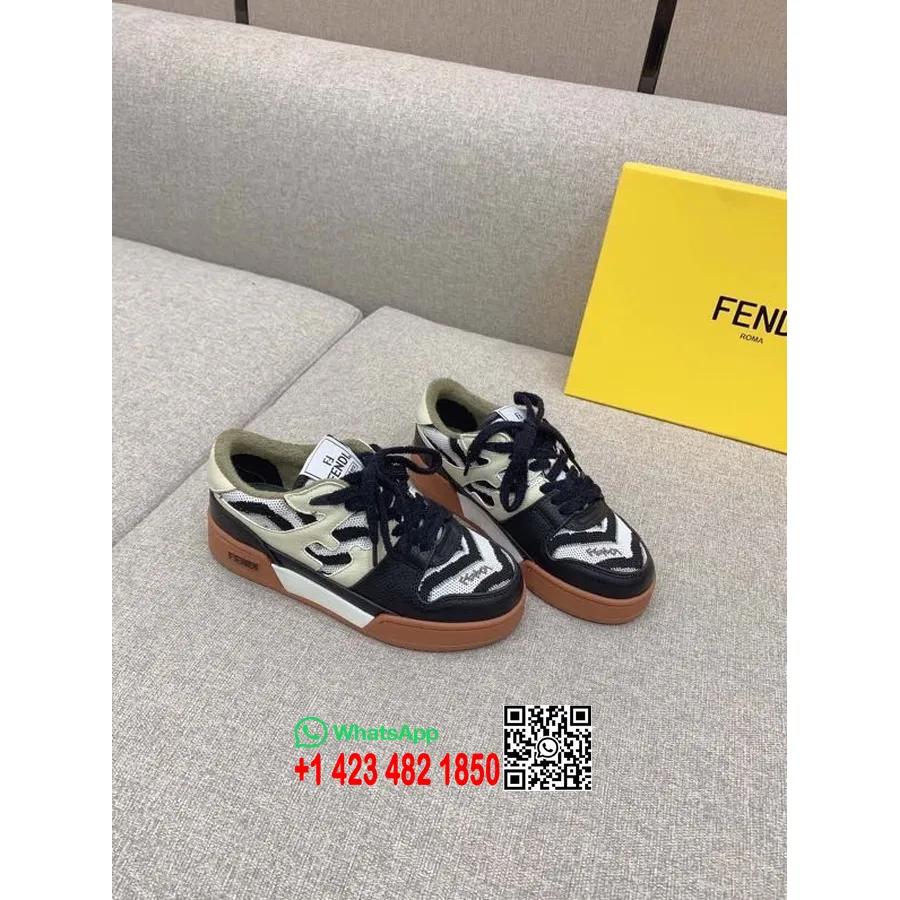 Fendi Match Mens Sneaker Calfskin Leather Spring/Summer 2022 Collection, Black