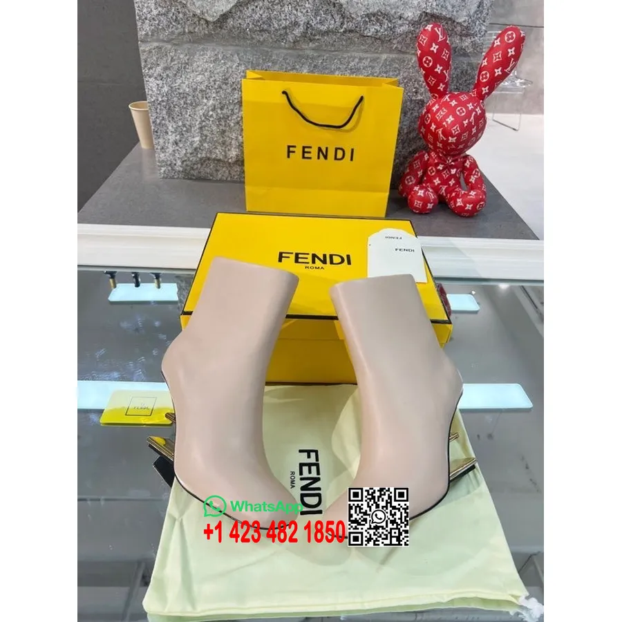 Fendi First Ankle Boots Koleksi Musim Gugur/dingin 8cm Kulit Domba/kulit Anak Sapi Koleksi Musim Gugur/dingin 2021, Krem