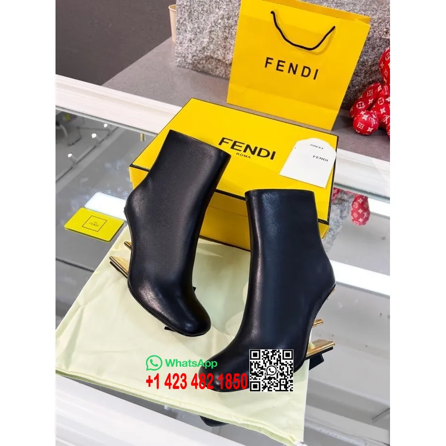 Botine Fendi First 8cm Piele De Miel/piele De Vitel Colectia Toamna/iarna 2021, Negru