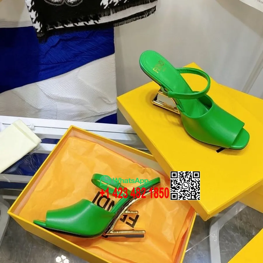 Fendi First Pumps 8 ס"מ עור כבש/עור עגל קולקציית סתיו/חורף 2021, ירוק