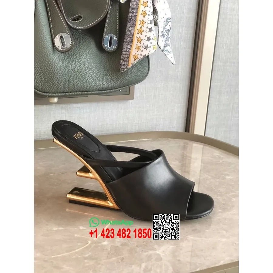 Fendi First Pumps 8 ס"מ פרוות עור כבש/עור עגל קולקציית סתיו/חורף 2021, שחור