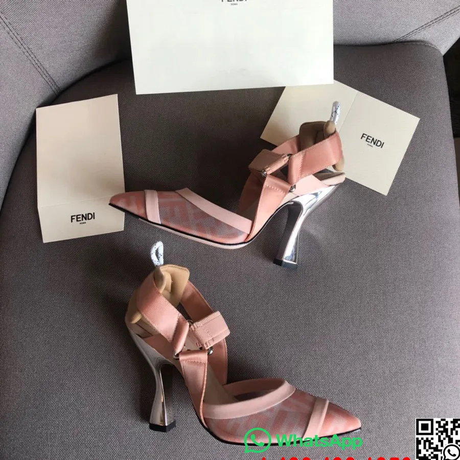 Sapatos Fendi Colibri Runway Mesh Ff Slingback 85mm Coleção Primavera/verão 2020, Rosa