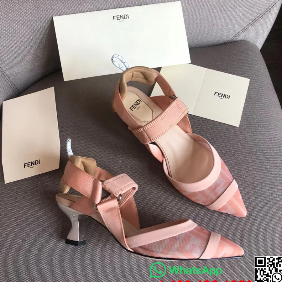 Fendi Colibri Runway Mesh Ff Slingback Pumps 55mm Vår/sommer 2020 Kolleksjon, Rosa