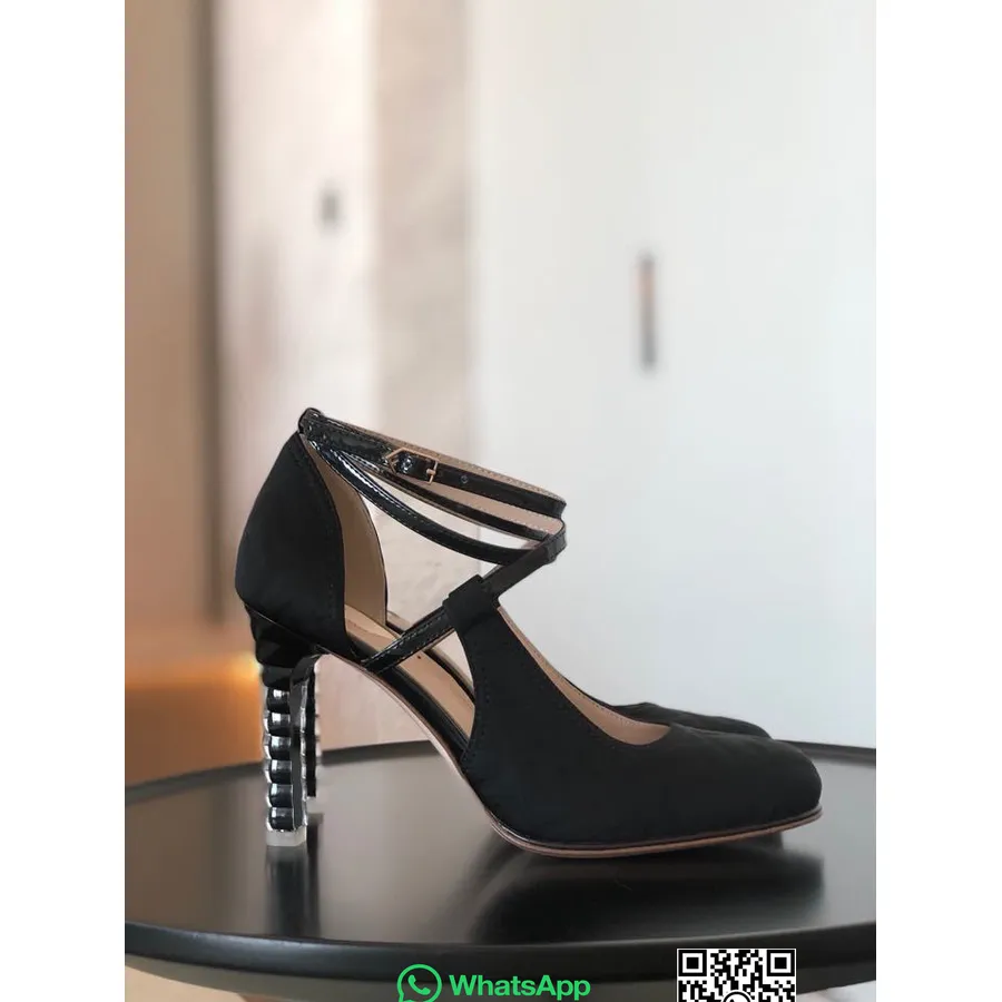 Fendi Ff Logo Runway Heels Cuir De Veau Collection Printemps/été 2020, Noir