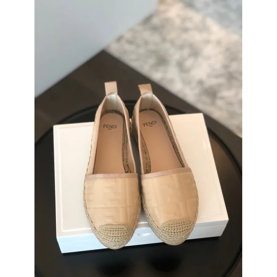 Fendi FF Logo Espadrilles Calfskin Leather Spring/Summer 2020 Collection, Beige