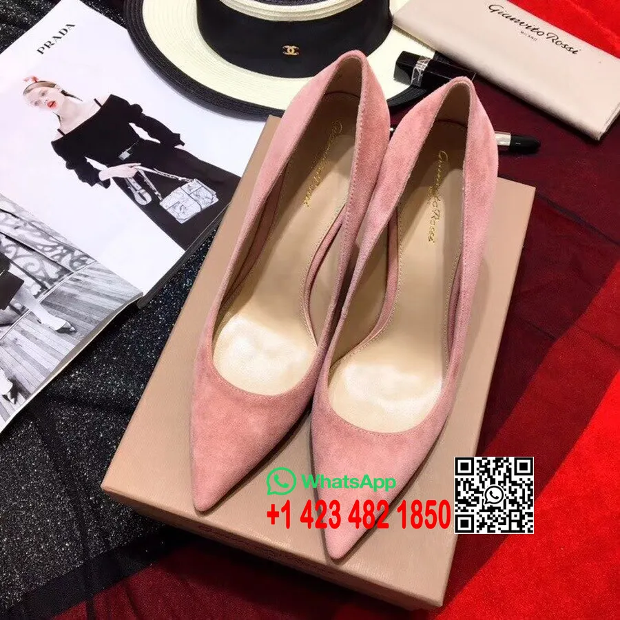 Gianvito Rossi 105 Mm Ikoniske Pumps Ruskind Kalveskind Forår/sommer 2018 Kollektion, Praline Pink