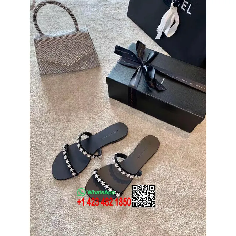 Giuseppe Zanotti Sandali Con Cristalli Pelle Di Vitello Collezione Primavera/estate 2020, Nero