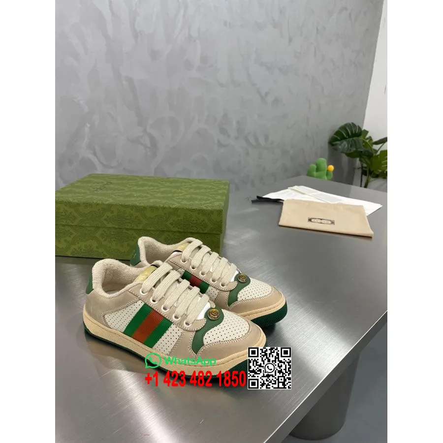 Gucci Screener Sneakers 570442 Skóra Cielęca Kolekcja Wiosna/lato 2022, Maślana Biel