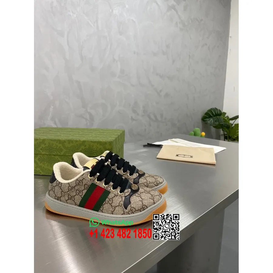 Gucci Screener Sneakers 570442 Skóra Cielęca Kolekcja Wiosna/lato 2022, Beż/heban